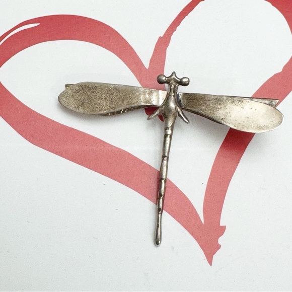 Vintage Mexico Sterling Silver 925 Dragonfly Brooch Pin Figural Fine Jewelry - Picture 2 of 9
